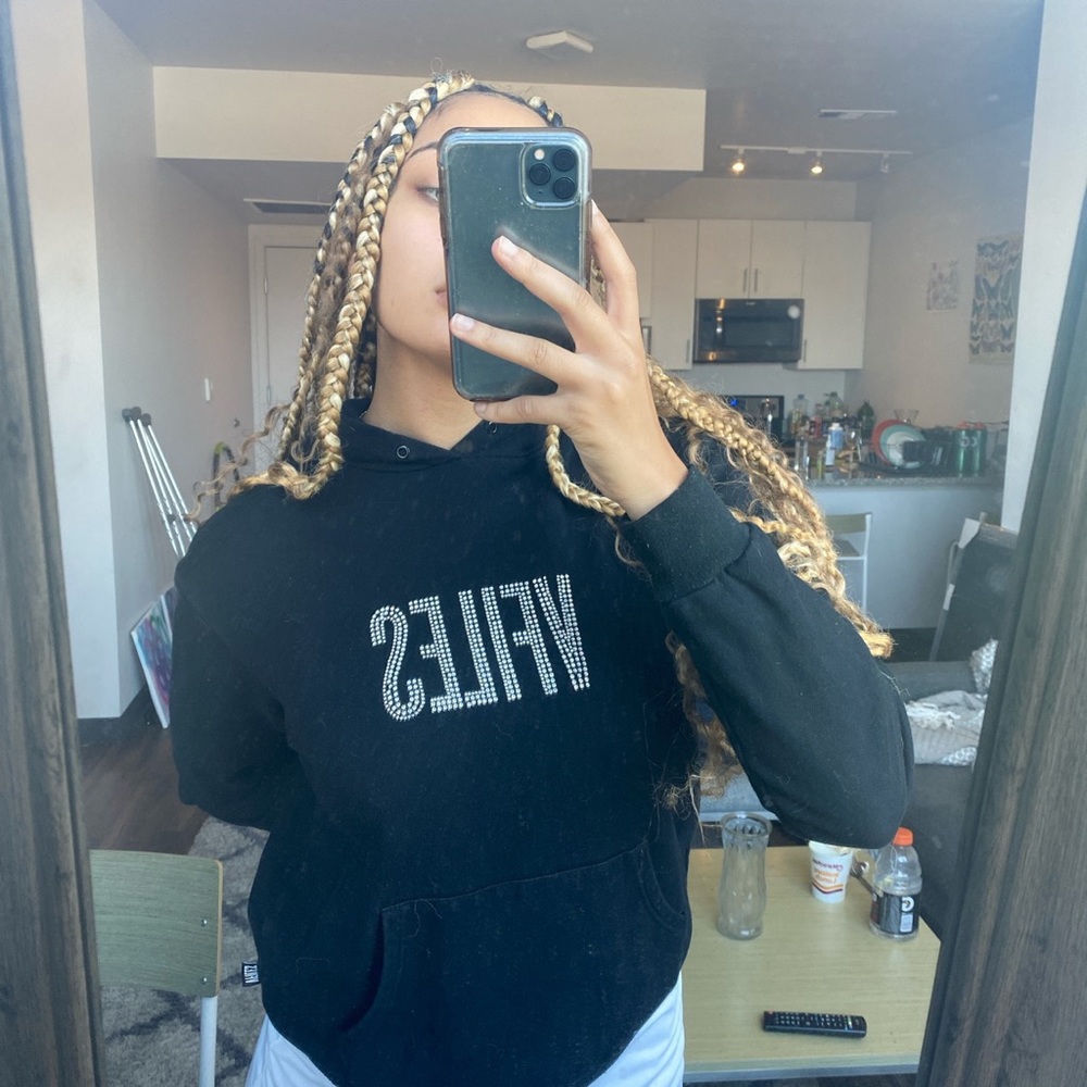 VFiles black bedazzled logo hoodie!